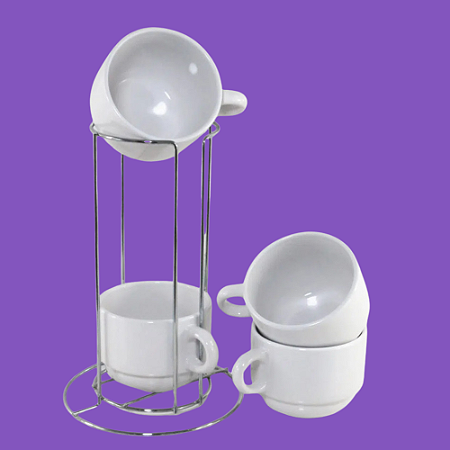 Kit Torre com 04 xícaras Branca 150mL