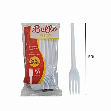 Garfo Descartável Sobremesa Bellocopo Pacote 50 Unidades