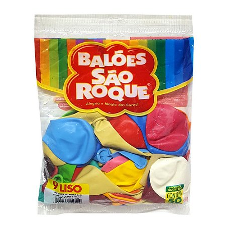 Bexiga N°9 Colorida com 50 Balões São Roque