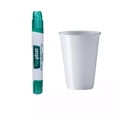 Copo Plástico 200ml Branco FONPLAST - Pacote com 100 Unidades