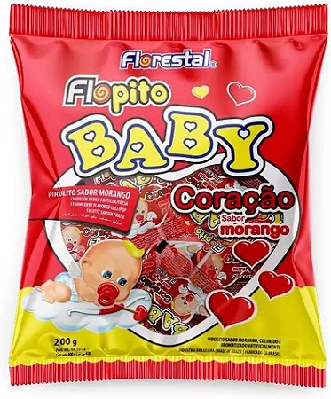 Pirulito Baby Coracao Morango 200g Florestal
