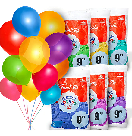 Balão GranFesta Redondo Tamanho 9 Cores c/50 - Pic Pic