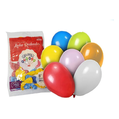 Balão Tamanho 8 GranFesta Redondo Cores c/50 - Pic Pic