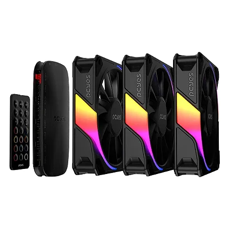 Kit Cooler Fan Para Gabinete 3Un Sangue Frio 3 ARGB Black Vulcan 120mm Pcyes – K3ARGBSF3BR