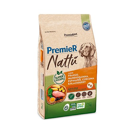 Ração Premier Nattu para Cães Adultos Sabor Mandioquinha - 12 kg
