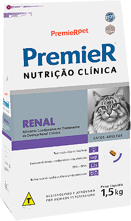 Premier Renal Ração Nutrição Clínica para Gatos Adultos - 1,5Kg