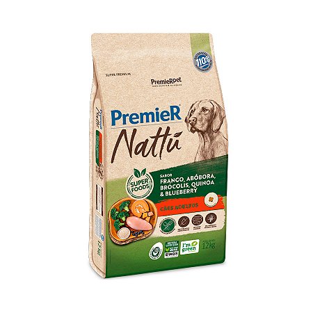 Ração Premier Nattu para Cães Adultos Sabor Abóbora - 12kg