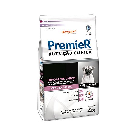 Ração Premier Nutrição Clínica Hipoalergênico para Cães de Pequeno Porte Cordeiro e Arroz - 2Kg