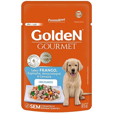 Ração Úmida Golden Gourmet Cães Filhotes Sabor Frango - 85g
