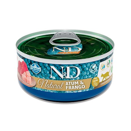Ração Úmida ND Natural para Gatos Sabor Atum e Frango - 70g