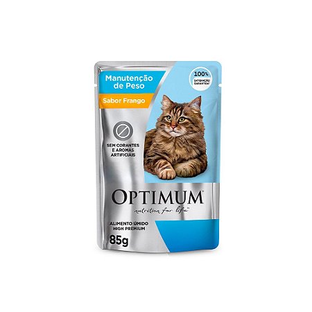 Ração Úmida Optimum Sachê para Gatos Adultos Manutenção de Peso Frango - 85g