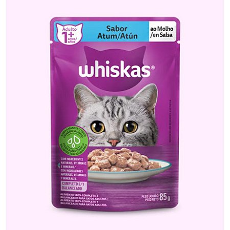 Ração Úmida Whiskas Sachê Atum Ao Molho Para Gatos Adultos - 85G