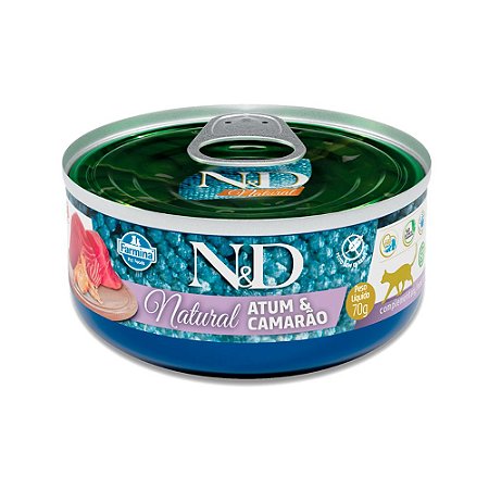 Ração Úmida ND Natural para Gatos Sabor Atum e Camarão - 70g