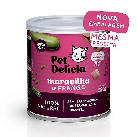 Ração Úmida Natural Pet Delícia Maravilha de Frango para Gatos Adultos - 320g
