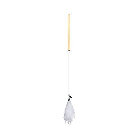 Brinquedo Jambo Varinha Fox Fur com Cabo de Madeira Branco para Gatos