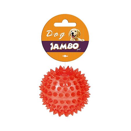 Brinquedo Jambo Bola Espinho TPR com Som Vermelha para Cães