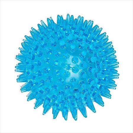 Brinquedo Jambo para Cães Bola Espinho com Som Azul