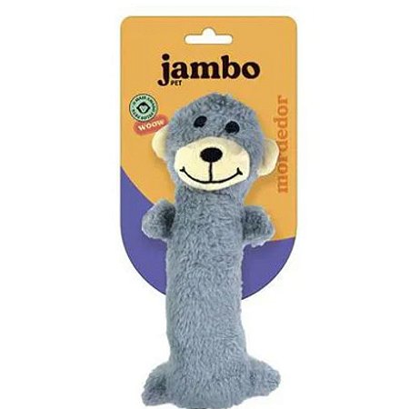 Brinquedo Jambo Mordedor Barriguinha Plush Macaco Cinza