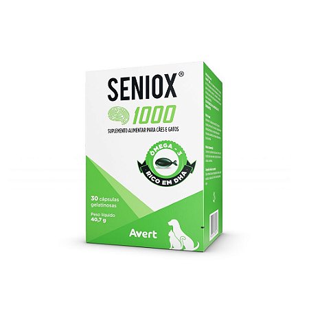 Suplemento Avert Seniox 1000mg para Cães e Gatos - 30 Cápsulas