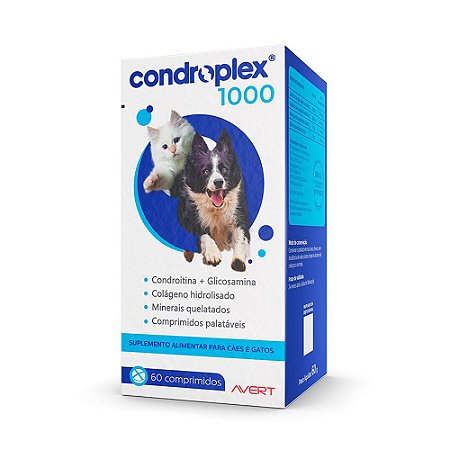 Suplemento Avert Condroplex 1000 - 60 Comprimidos Palatáveis