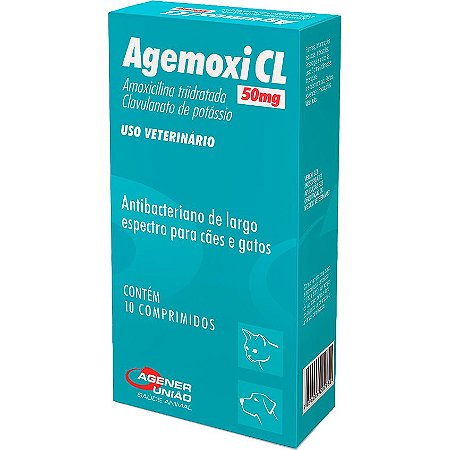 Agemoxi CL Agener União 50mg - p/ Cães e Gatos - 10 Comprimidos