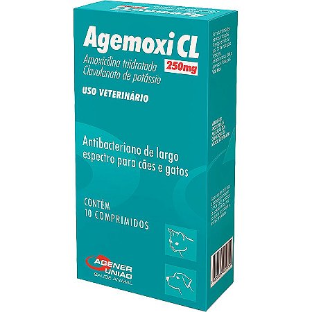 Agemoxi CL Agener União 250mg - p/ Cães e Gatos - 10 Comprimidos