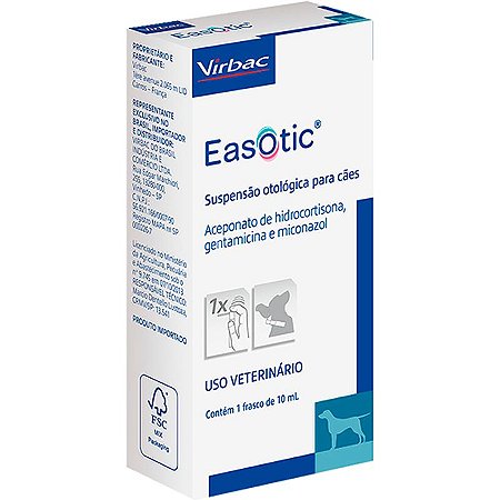 Suspensão Otológica Virbac EasOtic para Cães 10 ml