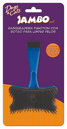 Rasqueadeira Funcional Azul com Botão para Limpar Pelos