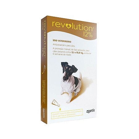 Revolution Zoetis 12% 0.50ml para Cães 5,1Kg a 10kg - 3 Bisnagas