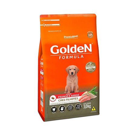 Ração Golden Fórmula para Cães Filhote Sabor Frango e Arroz - 3,0Kg