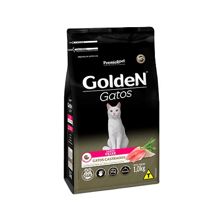 Ração Golden para Gatos Castrados Sabor Peixe - 1,0Kg