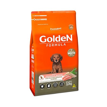 Ração Golden Fórmula Mini Bits para Cães Filhotes de Porte Pequeno Sabor Frango e Arroz - 3,0Kg