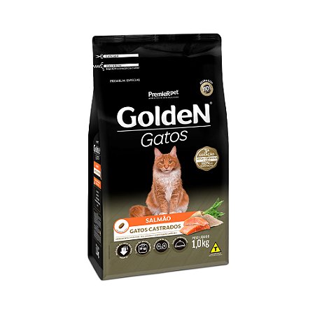 Ração Golden para Gatos Adultos Castrados Sabor Salmão - 1,0Kg