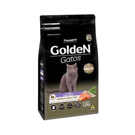 Ração Golden para Gatos Adultos Sabor Salmão - 1,0Kg