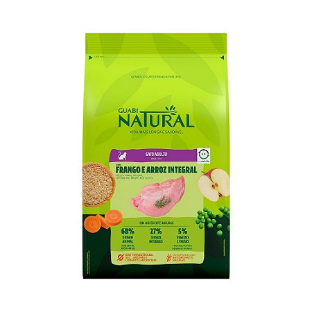 Ração Guabi Natural para Gatos Adultos Sabor Frango e Arroz Integral - 1,5Kg
