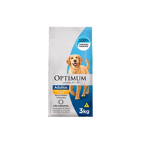 Ração Optimum para Cães Adultos de Raças Médias e Grandes 1+ anos Frango e Arroz - 3,0Kg
