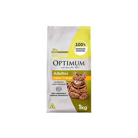 Ração Optimum para Gatos Adultos 1+ Anos Sabor Frango - 1,0Kg