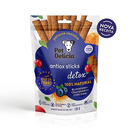 Petisco Natural Pet Delícia Antiox Detox Blueberry, Cranberry e Cúrcuma para Cães- 120g