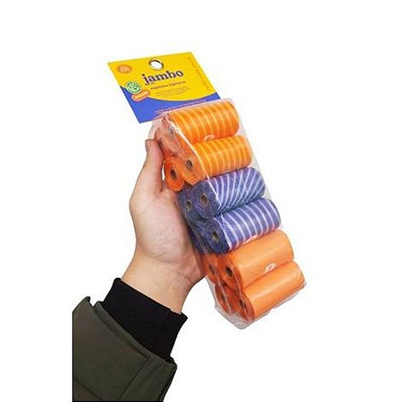Kit com 12 rolos de Saquinhos Higiênicos Refil Cata Caca Jambo Pet