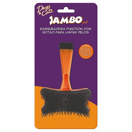 Rasqueadeira para Cães Jambo Function Laranja com Botao para Limpar os Pelos