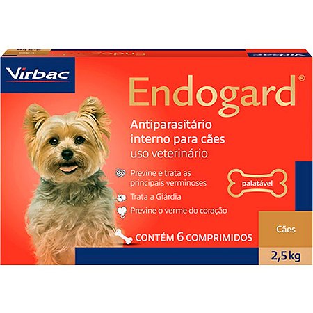 Endogard Virbac para Cães Até 2,5Kg - 6 Comprimidos