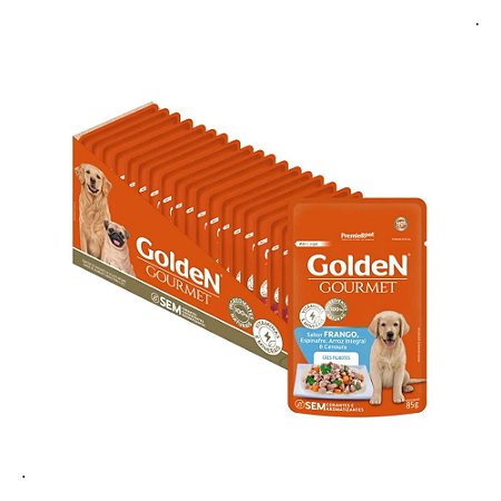 Ração Úmida Golden Gourmet Cães Filhotes Sabor Frango - 85g - Caixa com 20 Unidades