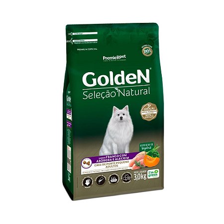 Ração Golden Seleção Natural para Cães Adultos de Porte Pequeno Sabor Frango com Abóbora e Alecrim - 3,0Kg