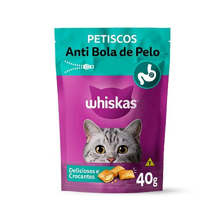 Petisco Whiskas Temptations Anti Bola de Pelo para Gatos Adultos - 40g