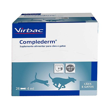 Suplemento Virbac Complederm para Cães e Gatos c/ 28 Unidades - 4ml