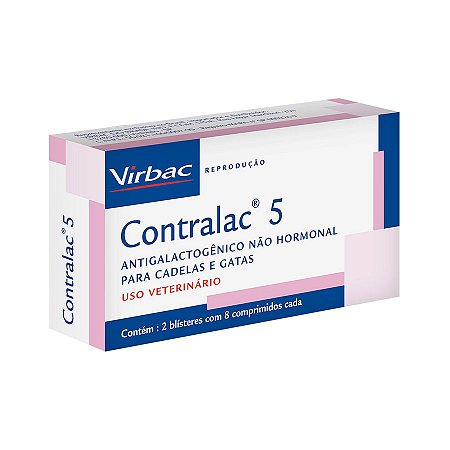 Antigalactogênico Virbac Contralac 5 para Cães e Gatos - 16 Comprimidos