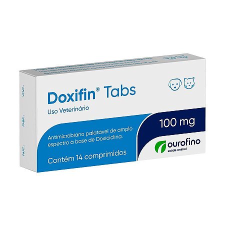 Doxifin Tabs Ourofino Para Cães e Gatos 100mg - 14 Comprimidos
