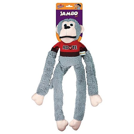 Brinquedo Mordedor Pelucia Pet Macaco Adote Cinza Jambo