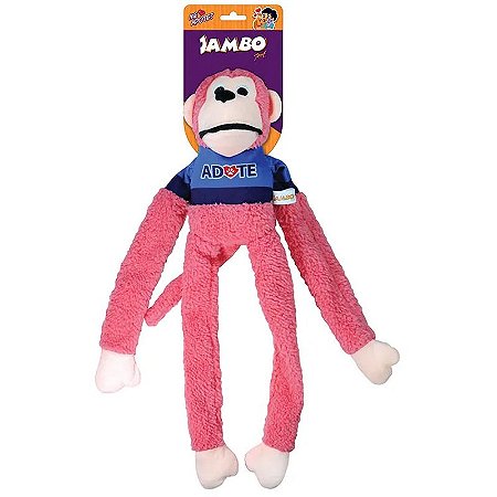 Brinquedo Mordedor Pelúcia Pet Macaco Adote Rosa Jambo