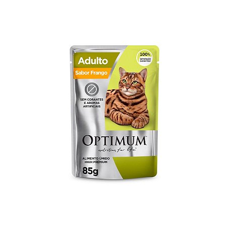 Ração Úmida Optimum Sachê para Gatos Adultos Frango - 85g